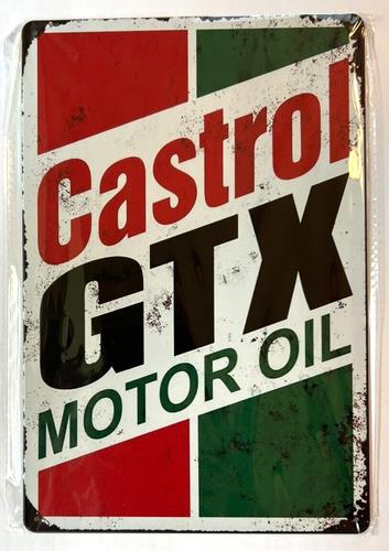 Castrol Oil Gtx - Letrero Metálico Vintage de la Marca