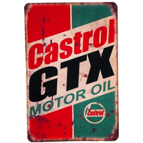 Castrol Oil Gtx - Letrero Metálico Retro Castrol GTX Motor